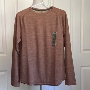 All in Motion Rust Brown Merino Wool Long Sleeve Layering Shirt Mens Sz Small
